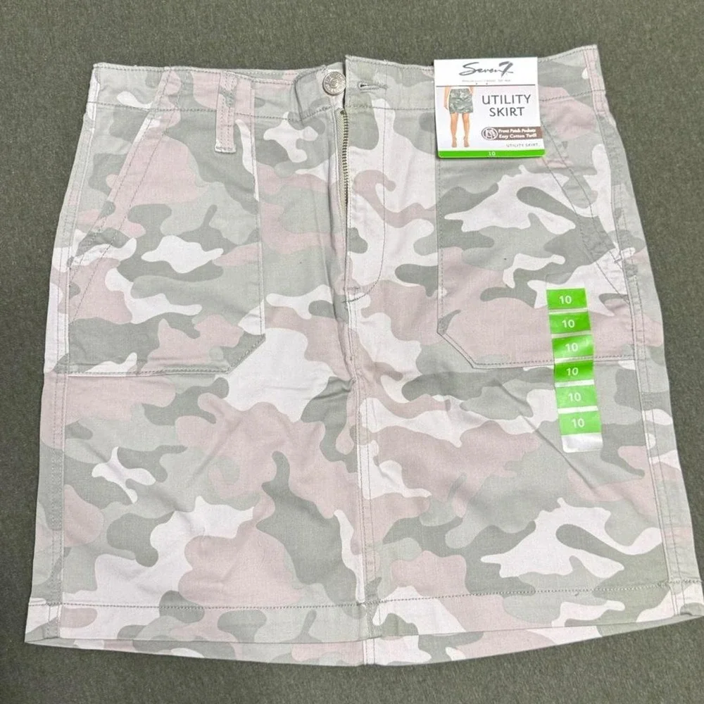 Pink and grey camo cargo mini skirt